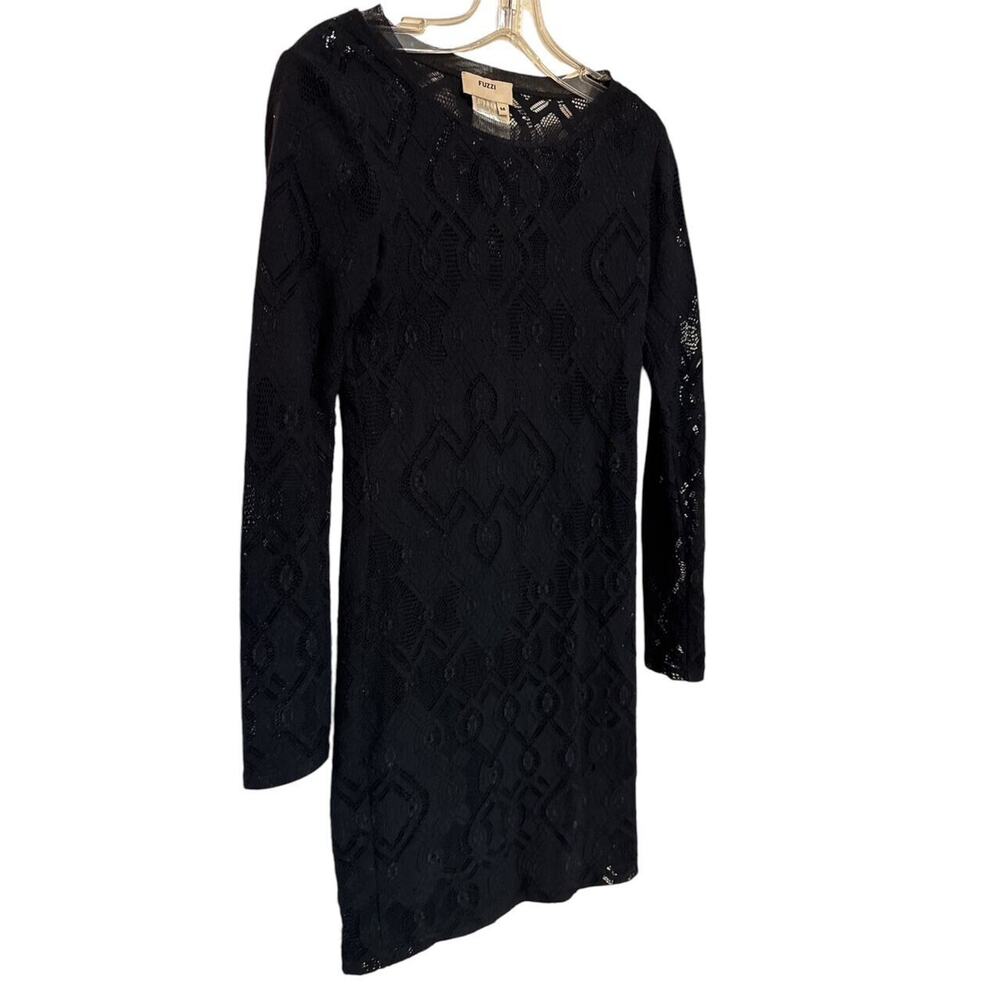 Fuzzi Jean Paul Gaultier Black Eyelet Lace Mini Dress SZ M